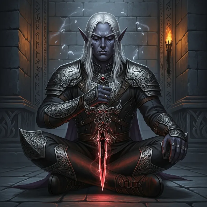 Dark Elf Meditation with Sorcerer's Dagger