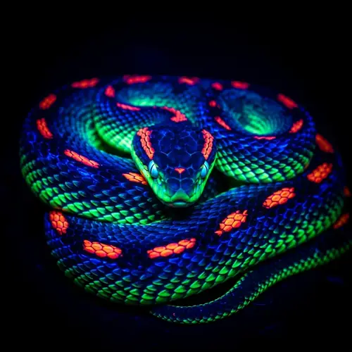 Vivid Neon Snake: Dazzling Blues, Electric Greens, Hot Pinks