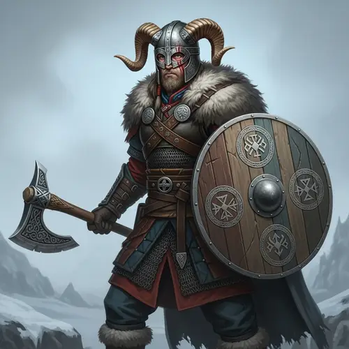 Nordic Warrior in Fur-Lined Armor | Winter Landscape