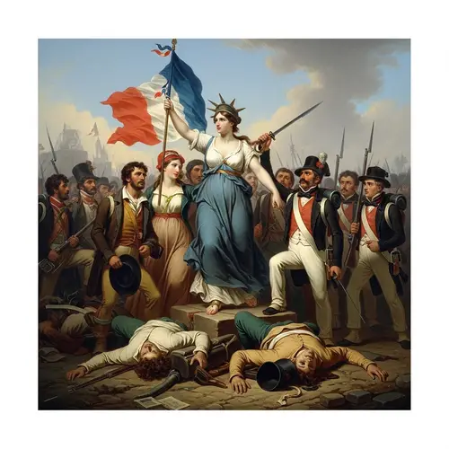 Historic Painting of Liberty Leading Diverse Group | 19th Century Style