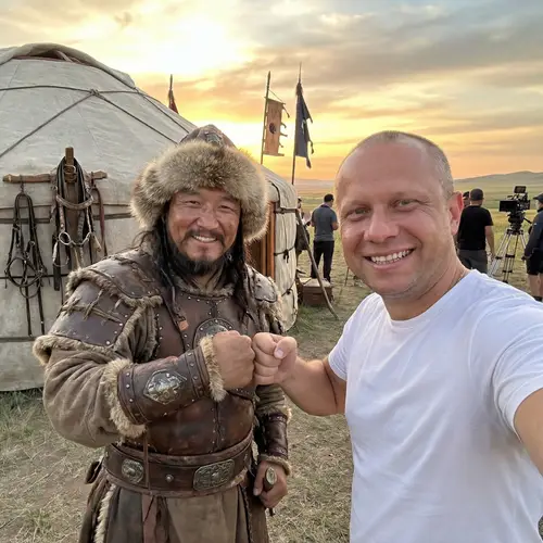 Candid Selfie with Genghis Khan in Mongol Camp