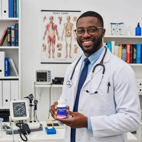 Smiling Doctor with Melatonin: Your Sleep Expert