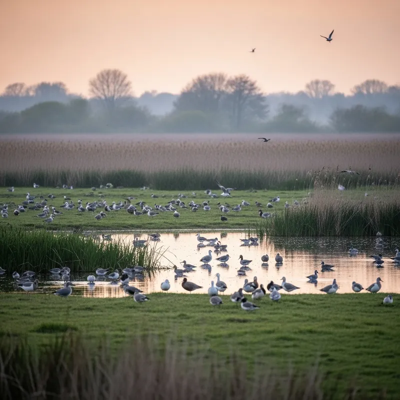 Tranquil Birds in Somerset Levels | Ethereal Sunset Serenity