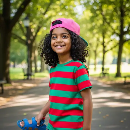 Stylish South Asian Boy in Red Shirt with Trendy Accessories