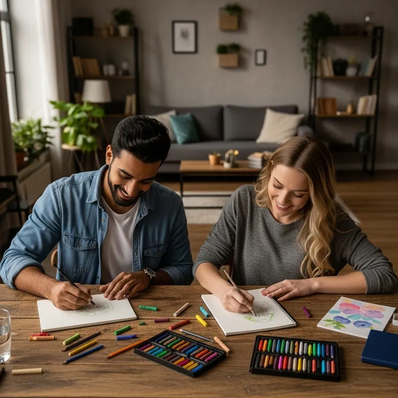 Couple Drawing Together with Love and Joy