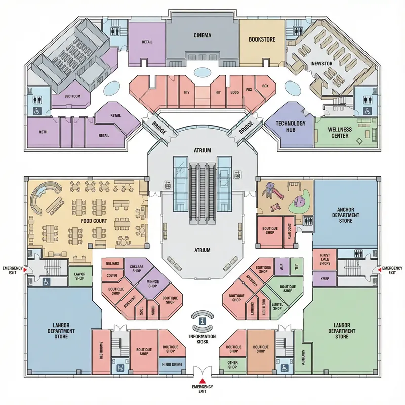 Detailed Modern Shopping Mall Floorplan Design