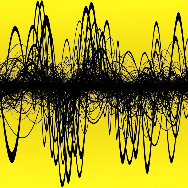 Complex Mathematical Waves in Black and Yellow Art