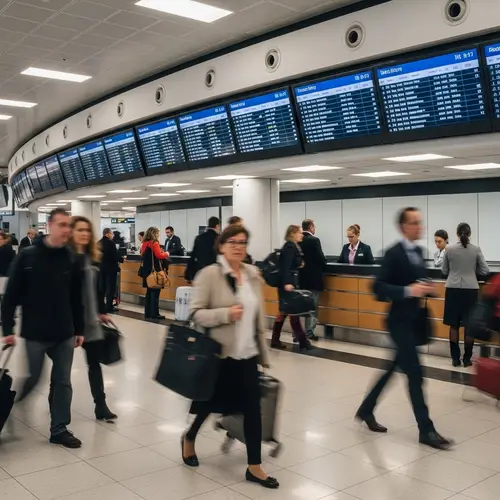 Vibrant Airport Terminal with Diverse Travelers | Airport Images