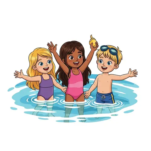 Cartoon Children Enjoying Beach Day | Illustration