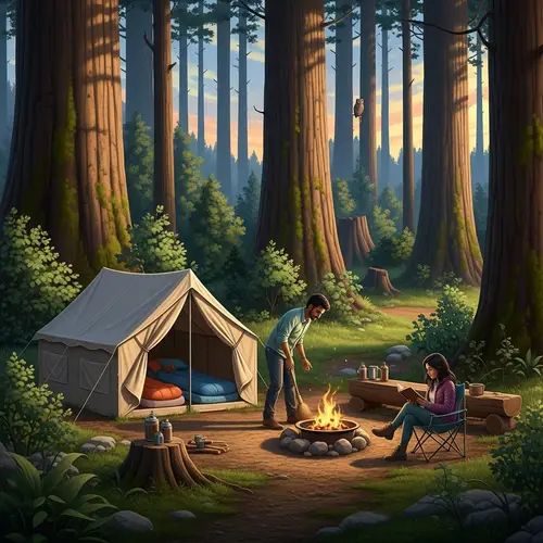 Tranquil Campsite in Ancient Forest | Wilderness Camping Scene