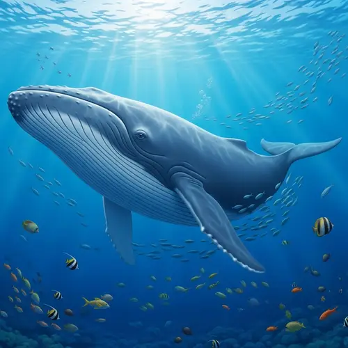 Blue Whale - Majestic 'Ikan Paus' Swimming in Ocean Depths