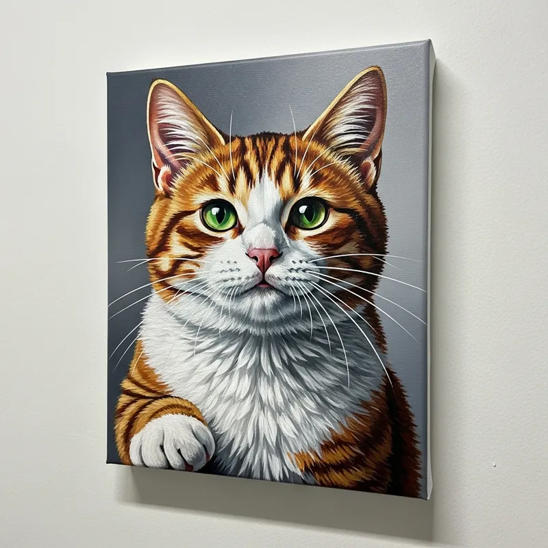 Detailed Cat Painting on Wall - Charm and Warmth