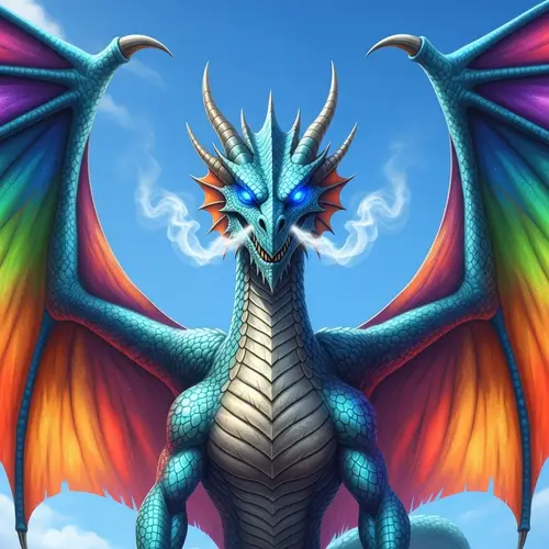 Vibrant & Majestic Dragon with Colorful Wings | Magical Fantasy Beast