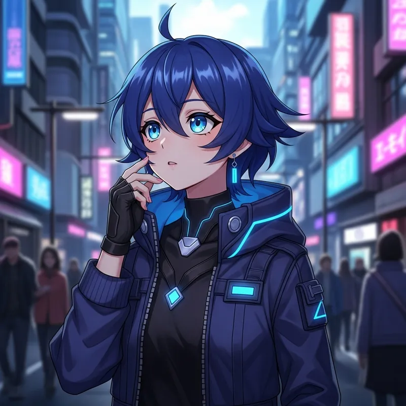 Cute Anime Character Booba with Blue Hair