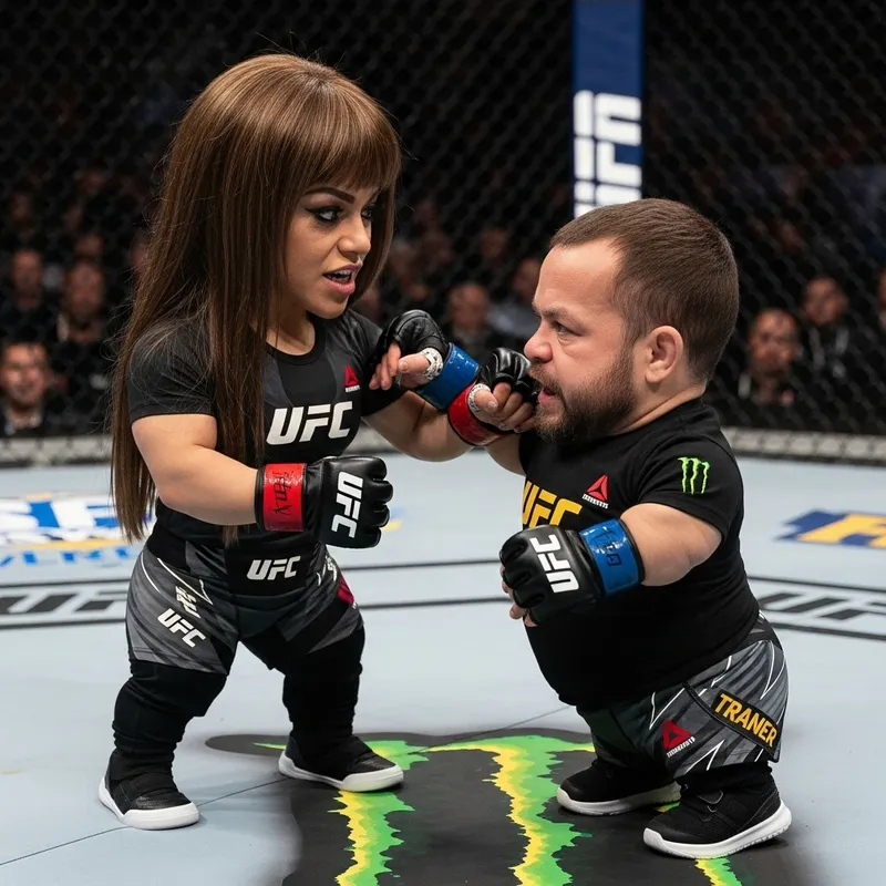 Brown-Haired Woman UFC Fight with Dwarf in Exciting Match