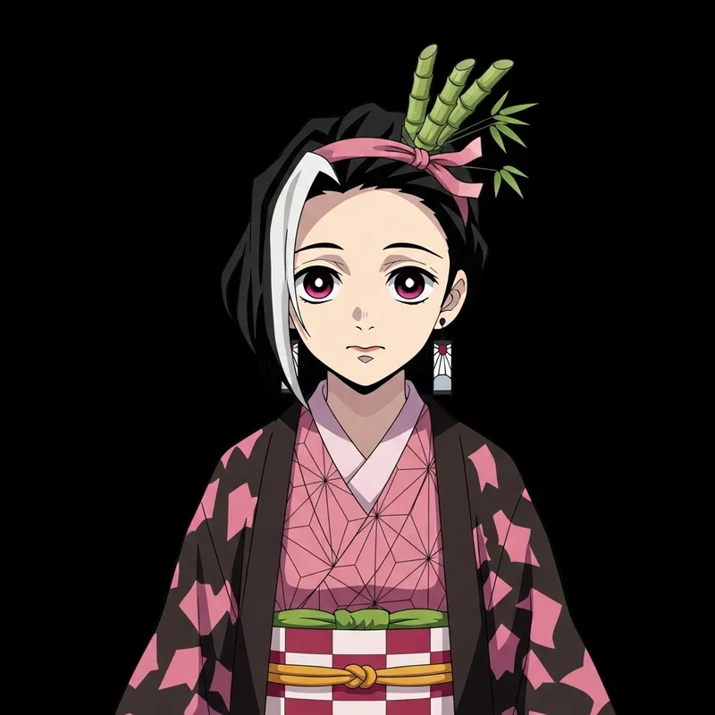 Nezuko-Inspired Kimono Dress with Pink and Black Patterns