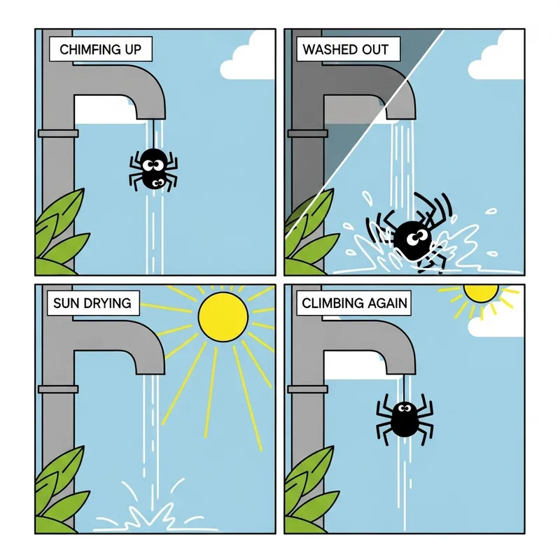 2D Itsy Bitsy Spider Story Board Vector Illustration