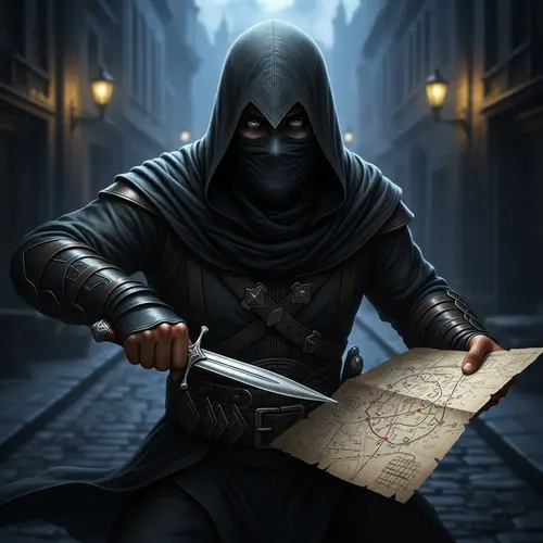 Mysterious Middle-Eastern Assassin in Moonlight - Suspenseful Scene