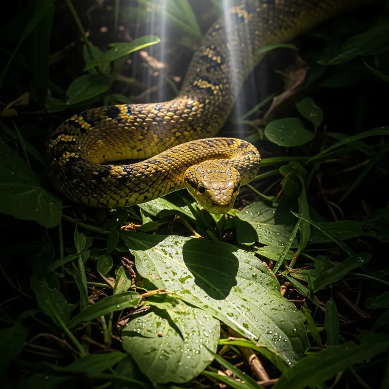 Olive Green Snake in Lush Nature Scene