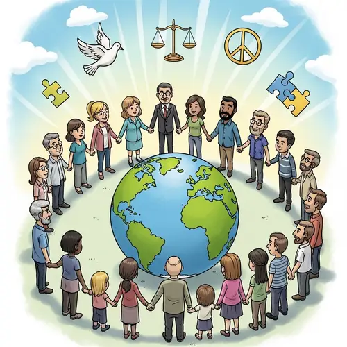 Cartoon Visualizing Universal Declaration of Human Rights Article 28
