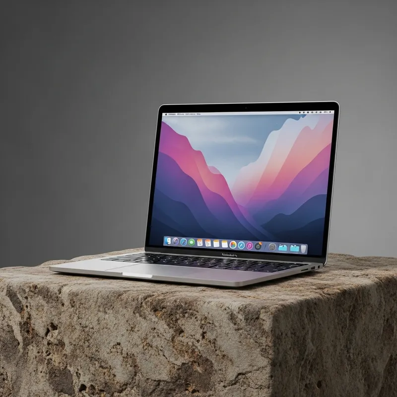 Modern MacBook on Stone Slab Modern MacBook on Stone Slab