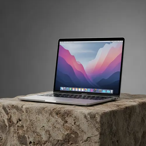 Elegant MacBook on Rustic Stone Slab