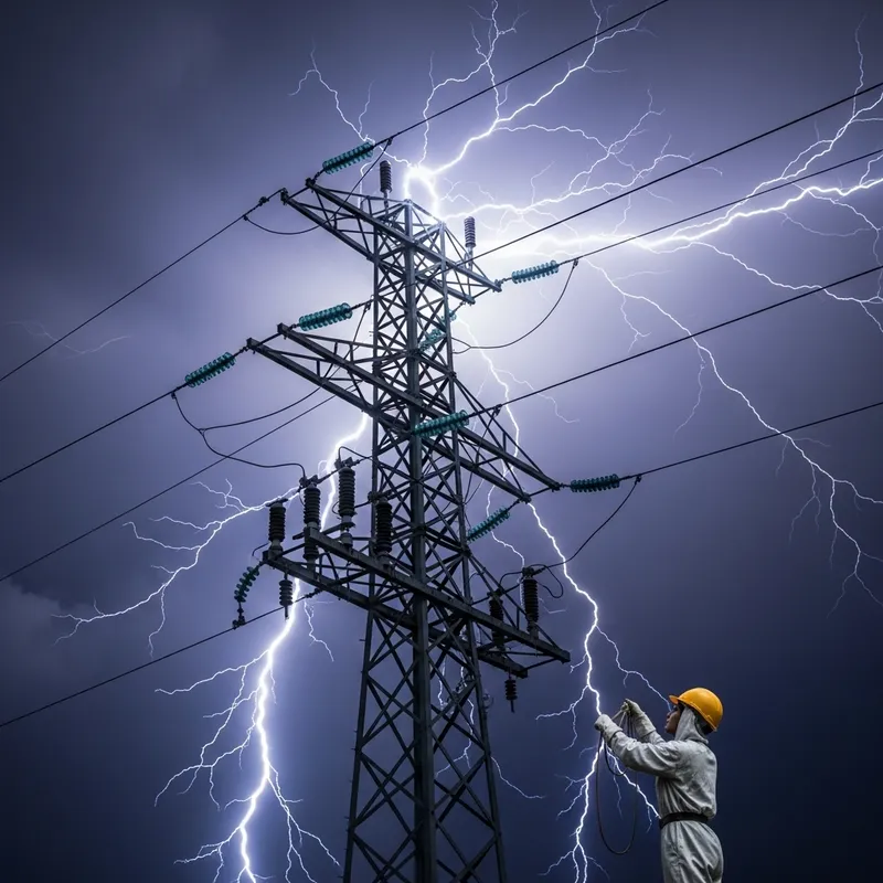 Electricity in Action: Lightning and Utility Pole