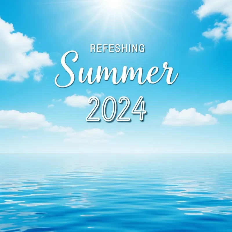 Refreshing 2024 Summer Greeting Print Design - Serene Blue Sky & Sea