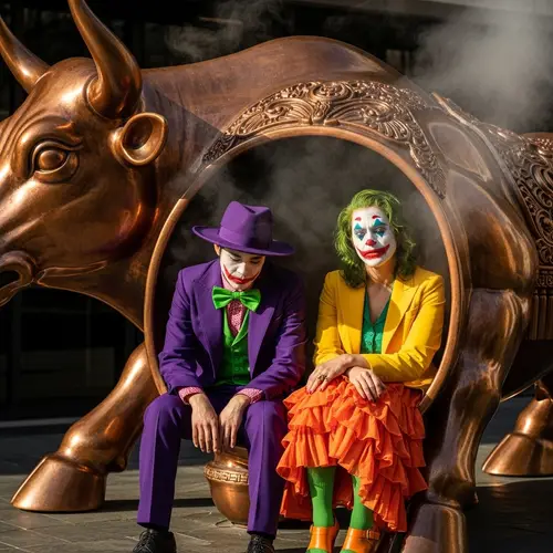 Hyper-Realistic 4K Joker Sculpture in Copper Bull Statute