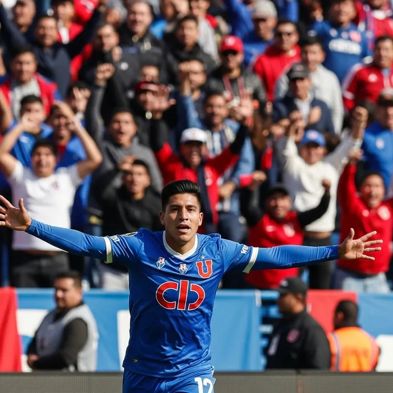 University of Chile Footballer Celebrating Goal with Fans