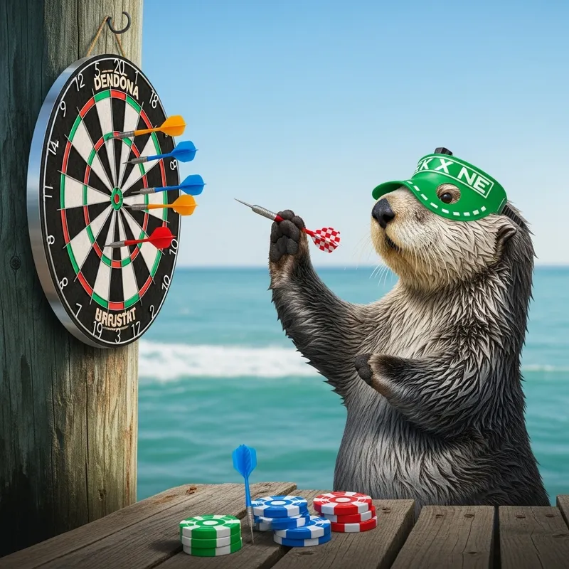 Playful Sea Otter Engrossed in Dart Game