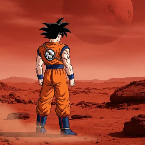 Goku on Mars: Solitude and Determination | Illustration