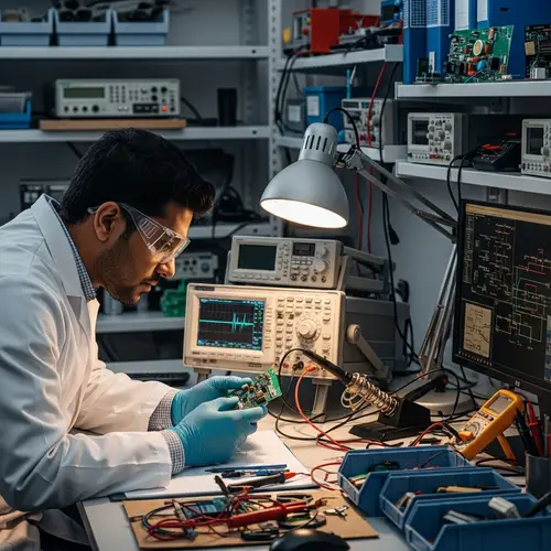 Innovative South Asian Engineer in Tech Lab