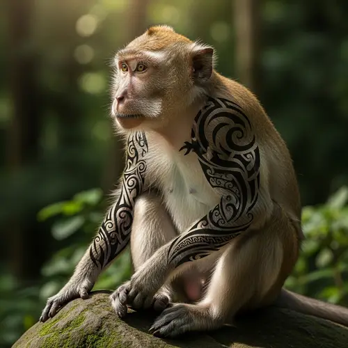Monkey with Tattoo - Captivating Image for Nature Lovers