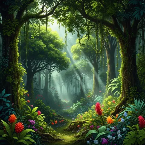 Vibrant Rainforest Abstract Art