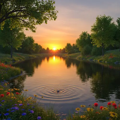 Tranquil Sunset Scene at Freshwater Lake