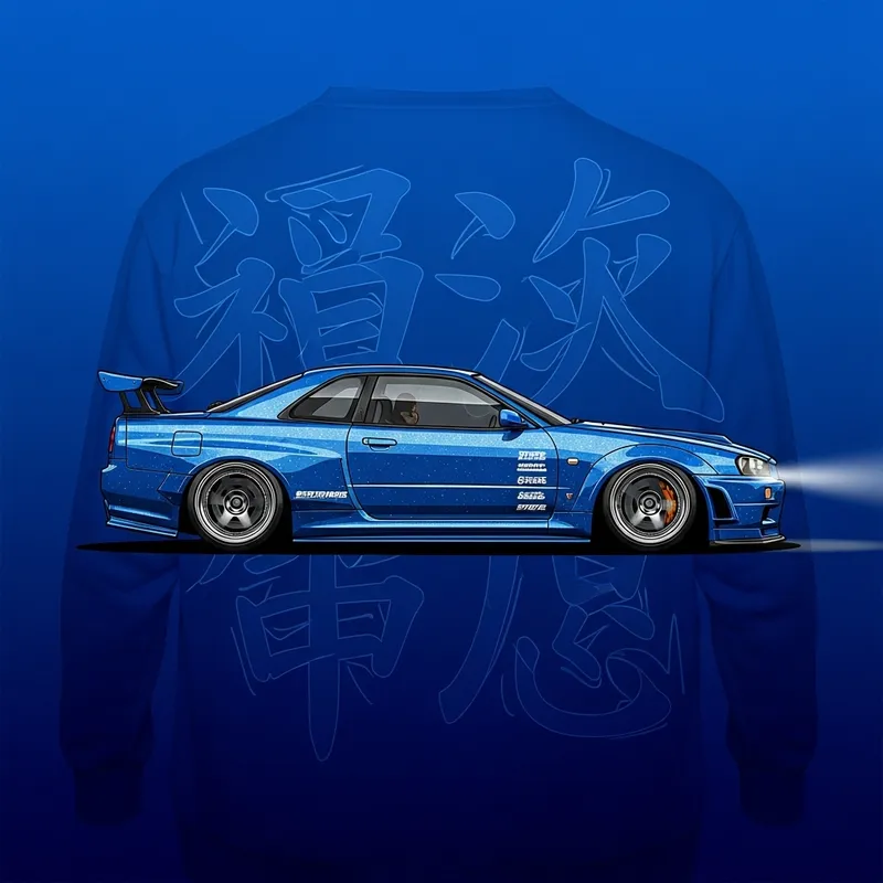 1999 Nissan Skyline GT-R R34 Sweatshirt Design - JDM Inspired