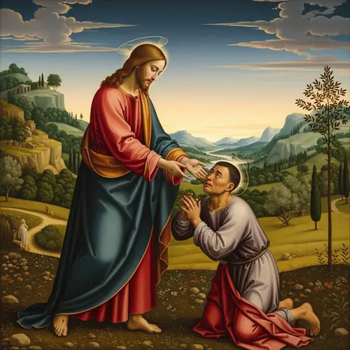 Jesus Forgives and Lifts Repentant Sinner | Compassionate Scene