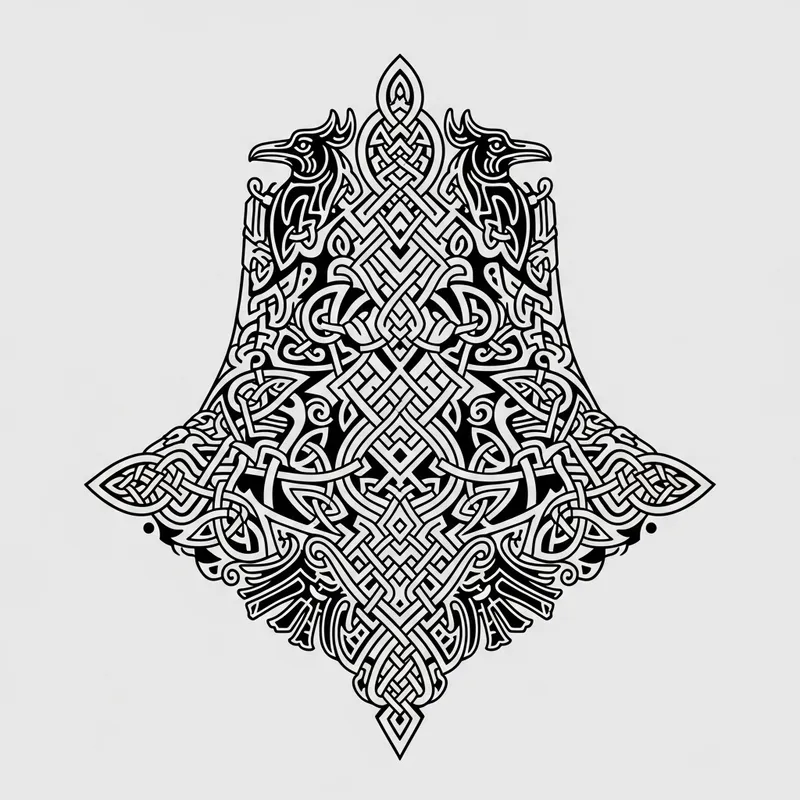 Intricate Nordic Neck Tattoo PNG Design