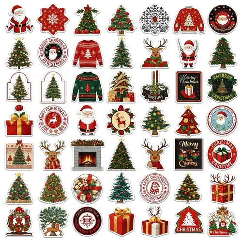 Unique Christmas Sticker Collection with Festive Designs