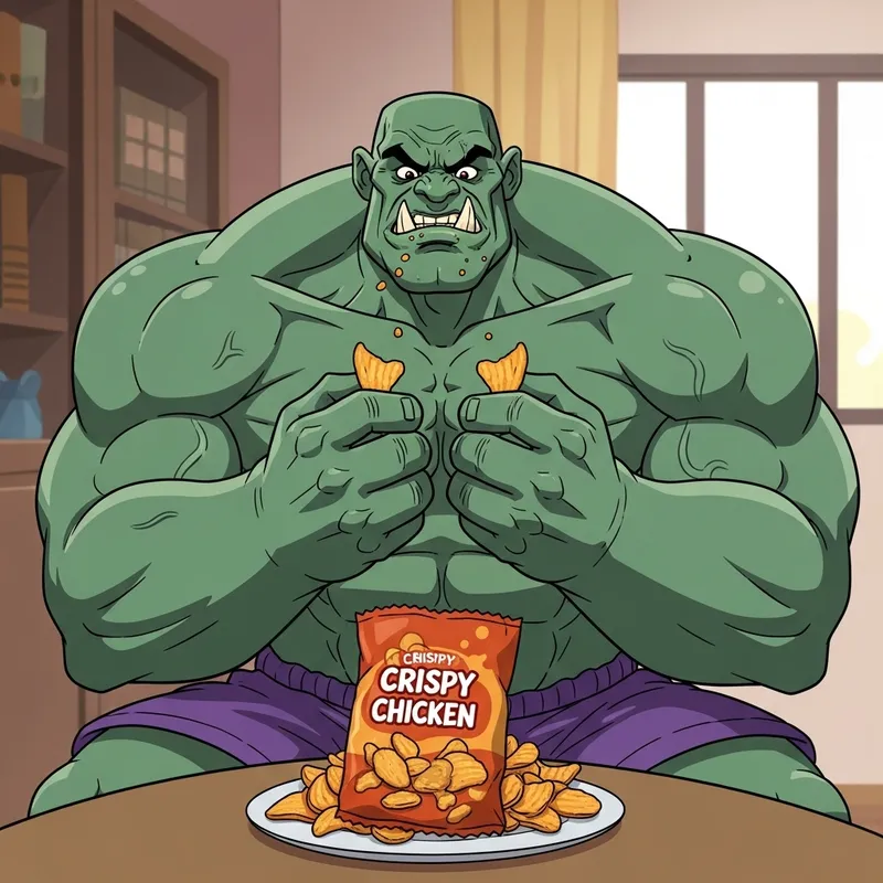 Hulk Eating Chicken Chips - Ultimate Snack Time Delight