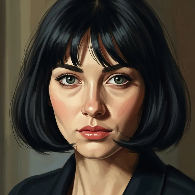 Woman with Dark Bob Hair in Oil Painting Style - Classic Portrait Woman with Dark Bob Hair in Oil Painting Style - Classic Portrait