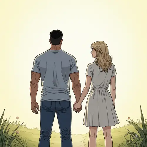 Tranquil Scene of Diverse Couple Holding Hands