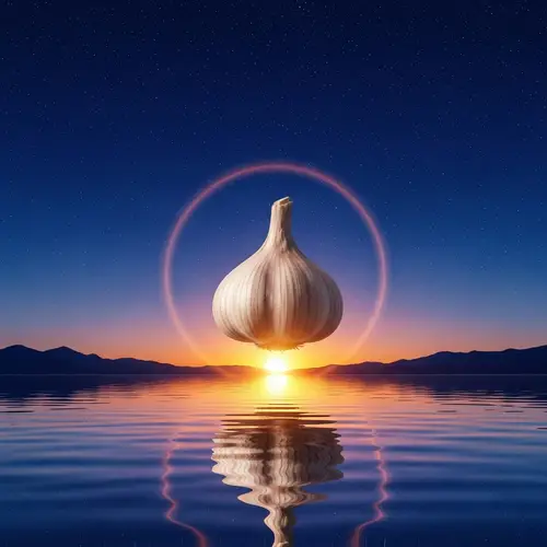 Japanese Twilight Scene with Floating Garlic | 4K Illustration