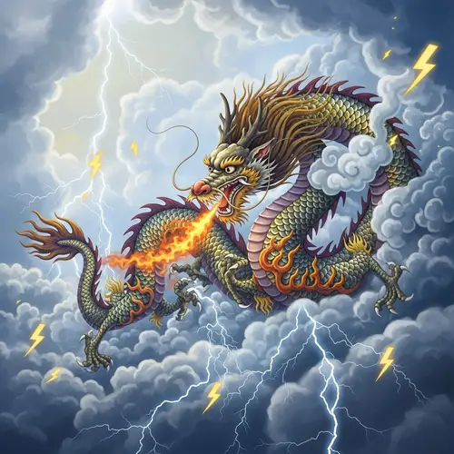Chinese Dragon in Dramatic Sky | Mystical Creature of Grandeur