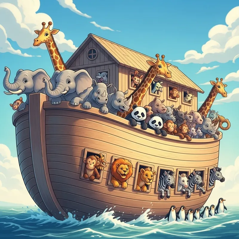 Whimsical Noah's Ark Illustration for Kids