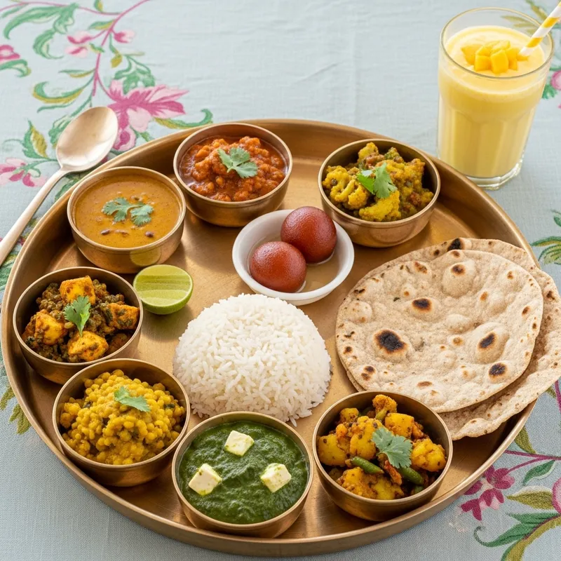 Indian Vegetarian Thali: Experience Classic Flavors in Brass Plated Feast