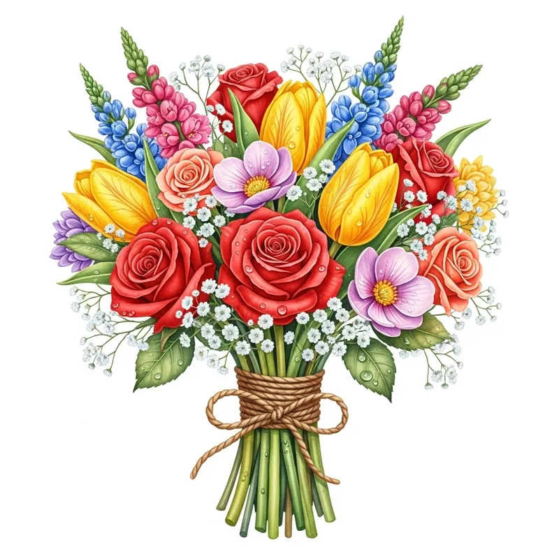 Vibrant Floral Bouquet Watercolor | Colorful Flowers Painting