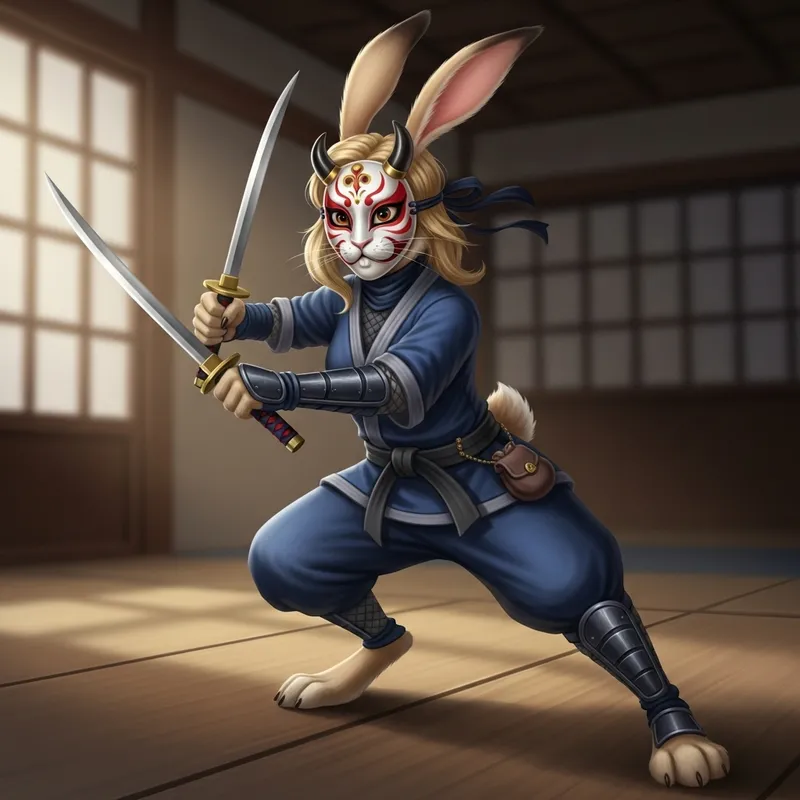 Honey Blonde Rabbit Ninja | Kabuki Mask Character