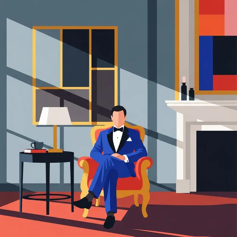Emperor Marcus Aurelius in Royal Blue Tuxedo - Geometric Art Style Emperor Marcus Aurelius in Royal Blue Tuxedo - Geometric Art Style